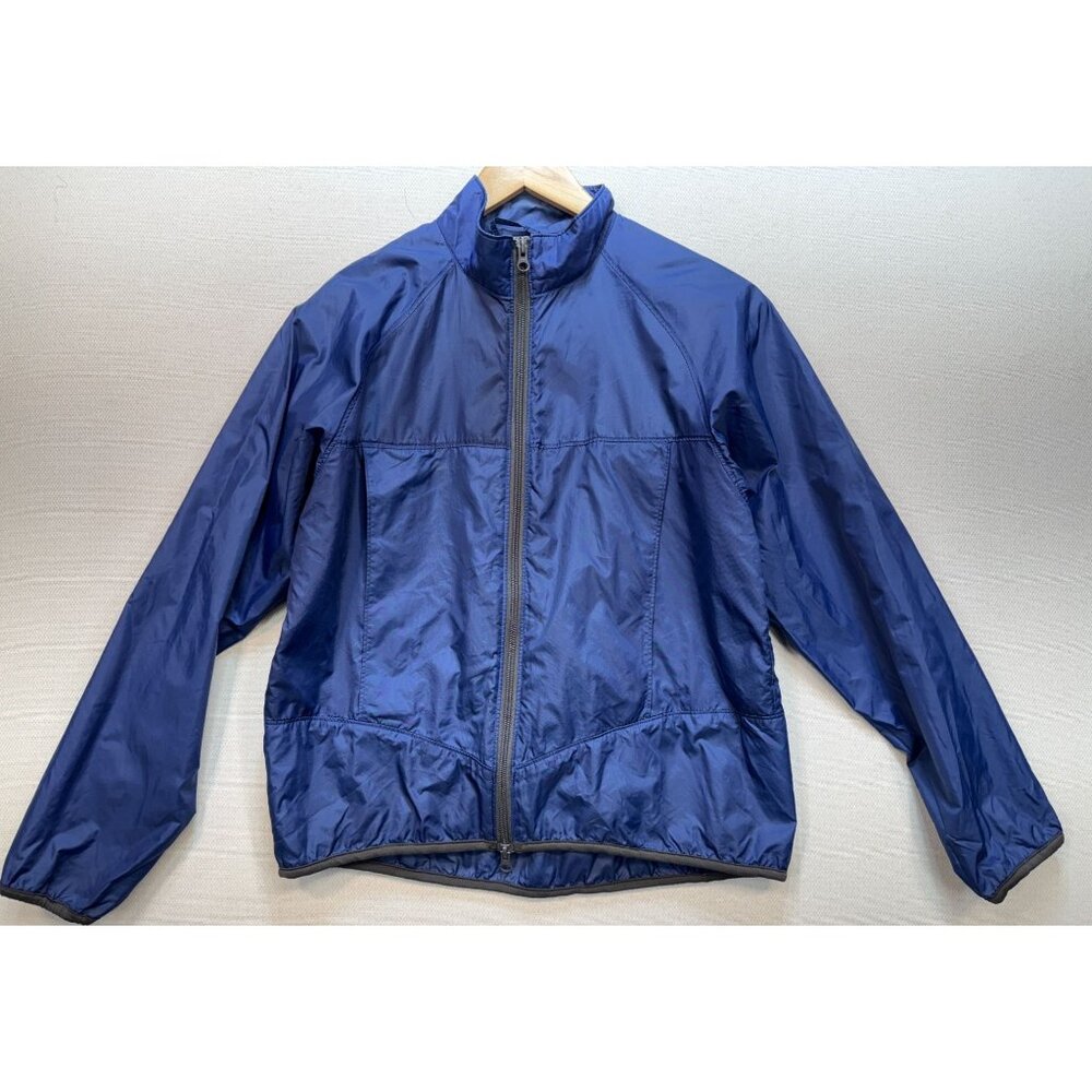 Lands End Womens Windbreaker Jacket Long Sleeve Size Small Navy Plain Full Zip